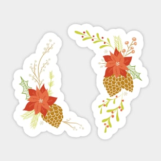 Christmas Florals on Black Sticker